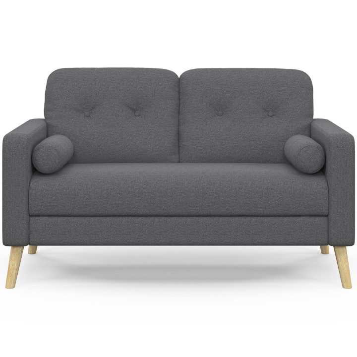 Divano scandinavo a 2 posti in tessuto grigio antracite - CLAIRE | IdMarket