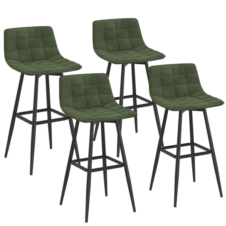 Set di 4 sgabelli da bar in velluto verde - MADY | IdMarket