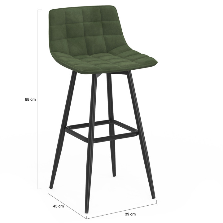 Set di 4 sgabelli da bar in velluto verde - MADY | IdMarket