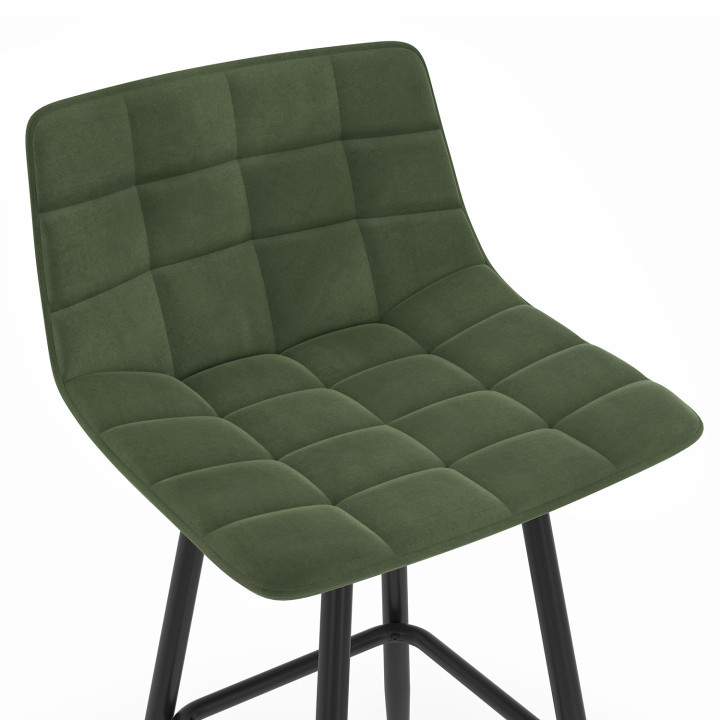 Set di 4 sgabelli da bar in velluto verde - MADY | IdMarket