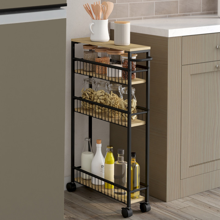 Credenza salvaspazio a 4 livelli su ruote dal design industriale - DETROIT | IdMarket