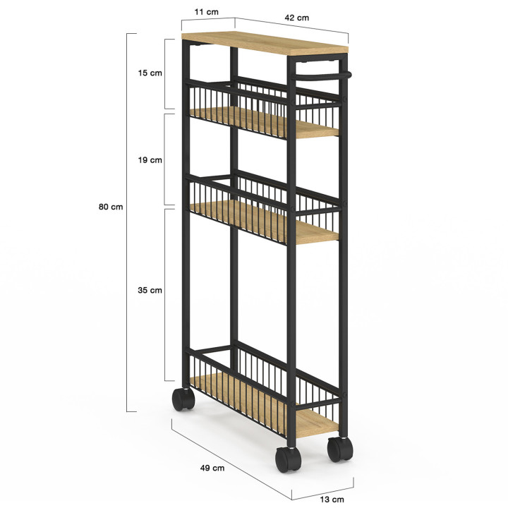 Credenza salvaspazio a 4 livelli su ruote dal design industriale - DETROIT | IdMarket