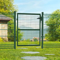 Cancello da giardino in acciaio 105 x 100 cm con serratura e maniglia verde | IdMarket