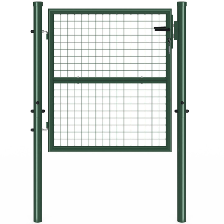 Cancello da giardino in acciaio 105 x 100 cm con serratura e maniglia verde | IdMarket