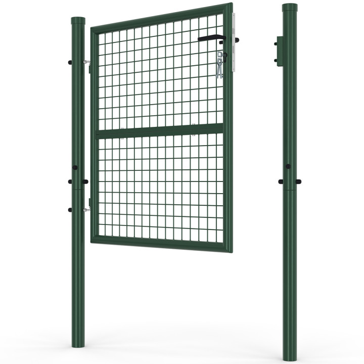 Cancello da giardino in acciaio 105 x 100 cm con serratura e maniglia verde | IdMarket