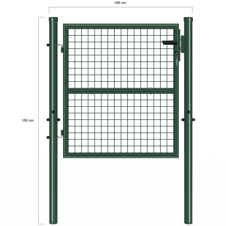 Cancello da giardino in acciaio 105 x 100 cm con serratura e maniglia verde | IdMarket