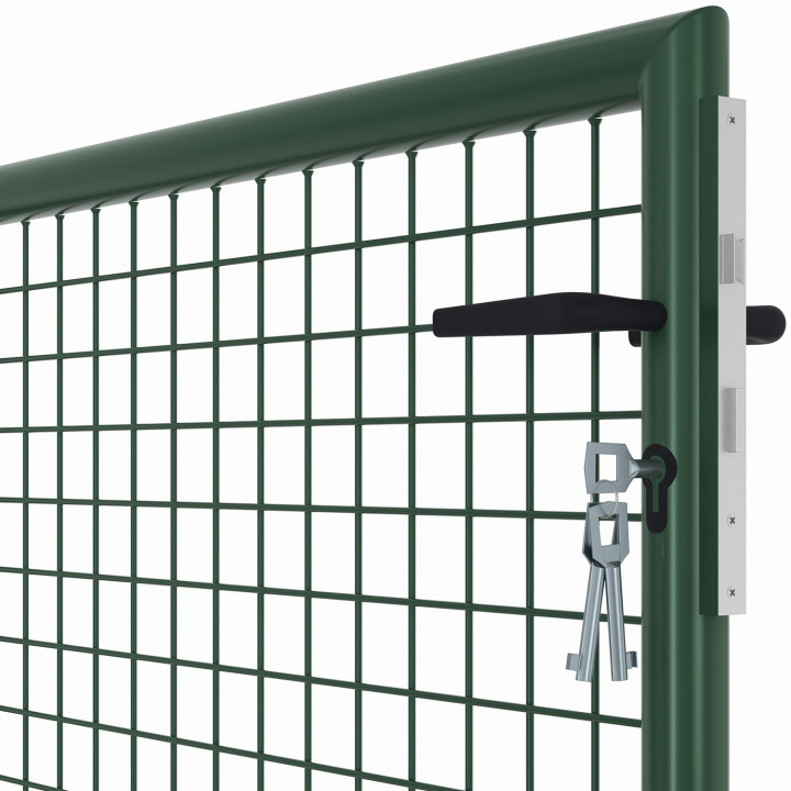 Cancello da giardino in acciaio 105 x 100 cm con serratura e maniglia verde | IdMarket