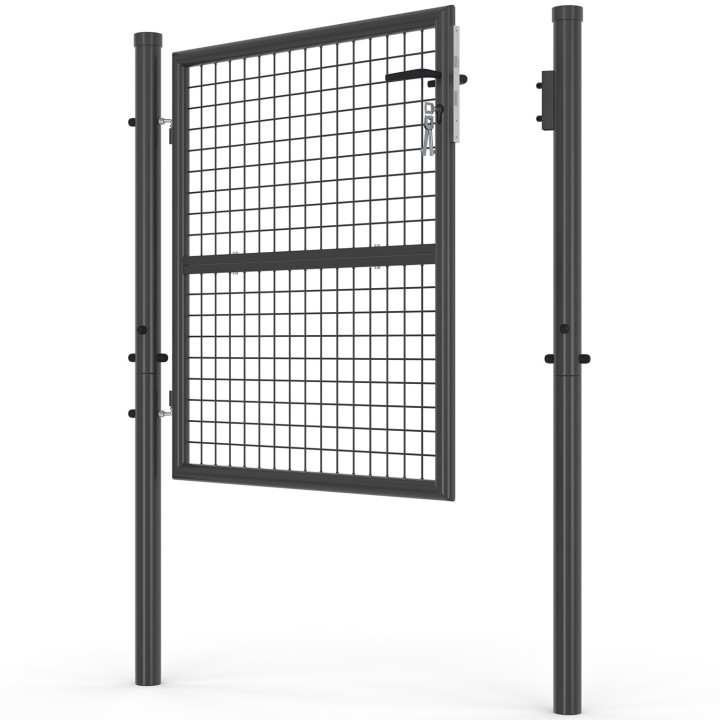 Cancello da giardino in acciaio 105 x 100 cm con serratura e maniglia, grigio antracite | IdMarket