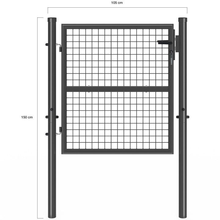 Cancello da giardino in acciaio 105 x 100 cm con serratura e maniglia, grigio antracite | IdMarket