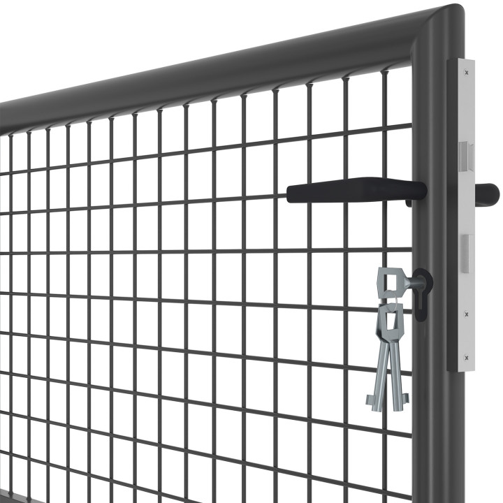 Cancello da giardino in acciaio 105 x 100 cm con serratura e maniglia, grigio antracite | IdMarket