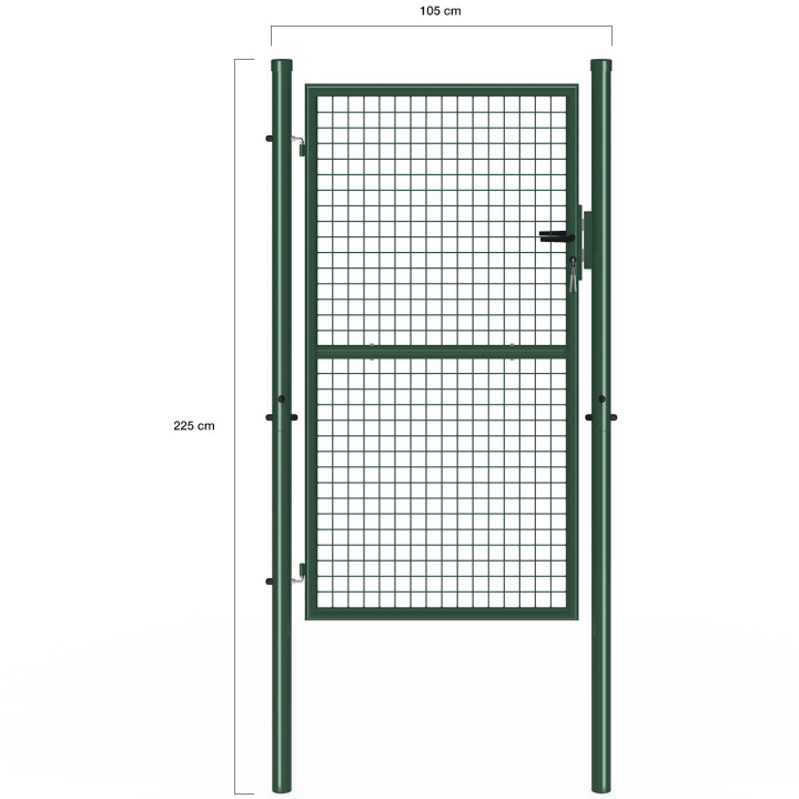 Cancello da giardino in acciaio 105 x 175 cm con serratura e maniglia verde | IdMarket