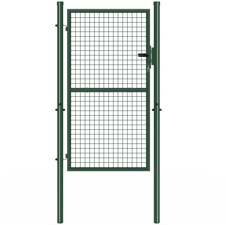 Cancello da giardino in acciaio 105 x 175 cm con serratura e maniglia verde | IdMarket