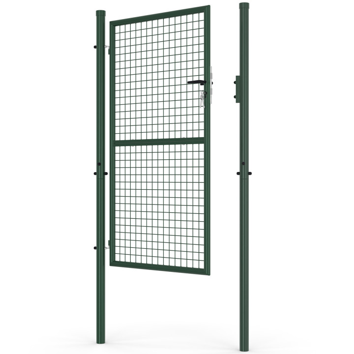 Cancello da giardino in acciaio 105 x 175 cm con serratura e maniglia verde | IdMarket