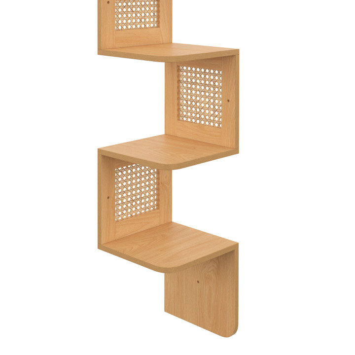 Mensola a muro angolare a 5 livelli in legno e canna