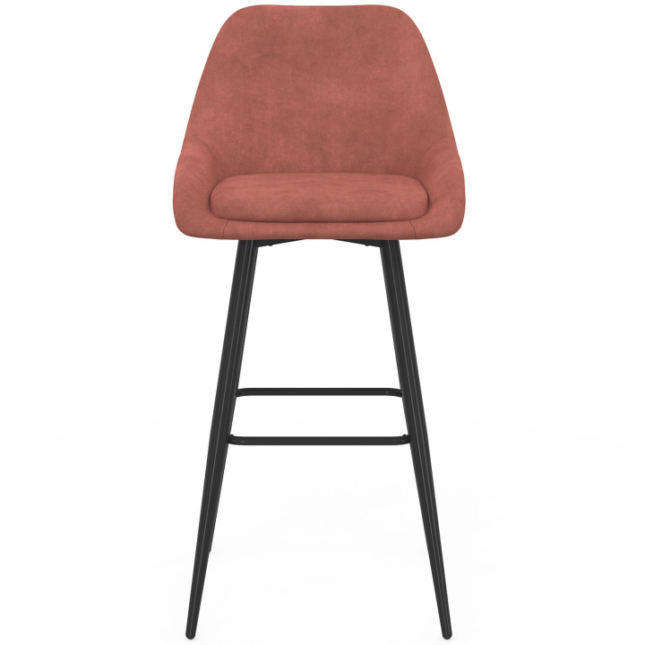 Set di 4 sgabelli da bar in velluto terracotta con mezzi braccioli - THALYA | IdMarket