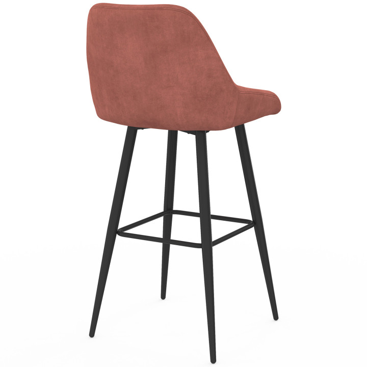Set di 4 sgabelli da bar in velluto terracotta con mezzi braccioli - THALYA | IdMarket
