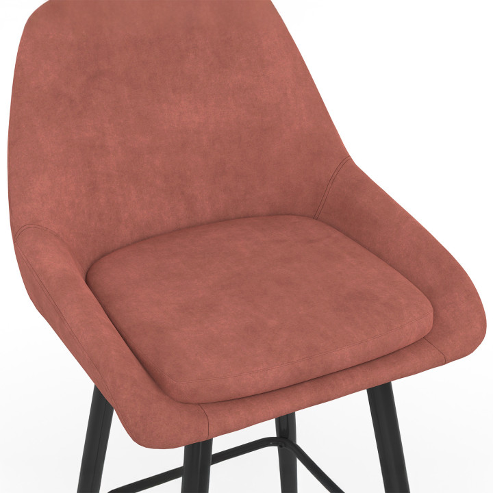 Set di 4 sgabelli da bar in velluto terracotta con mezzi braccioli - THALYA | IdMarket