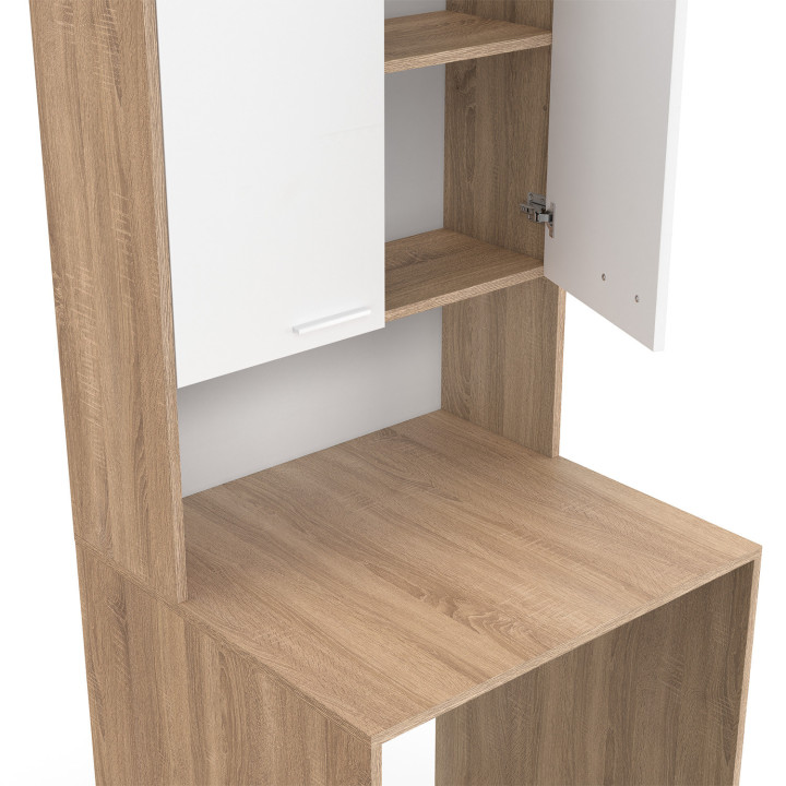 Mobile per lavatrice con armadio in legno bianco e faggio