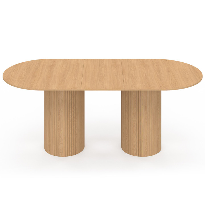 Tavolo da pranzo ovale allungabile per 6-10 persone con gambe a doghe 160-200 cm - JULIETTE | IdMarket