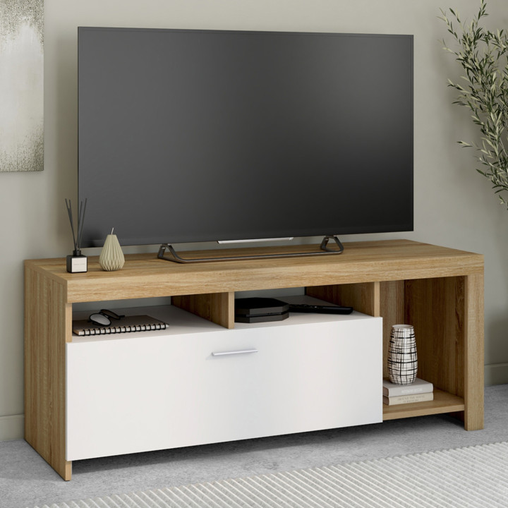 Porta TV economico in legno con armadio bianco - MALO | ID Market