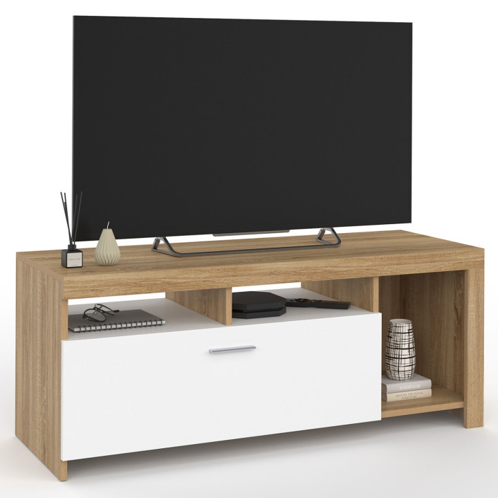 Porta TV economico in legno con armadio bianco - MALO | ID Market