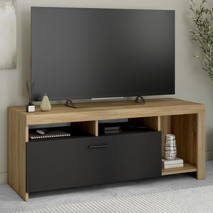 Porta TV economico in legno con armadio nero - MALO | ID Market