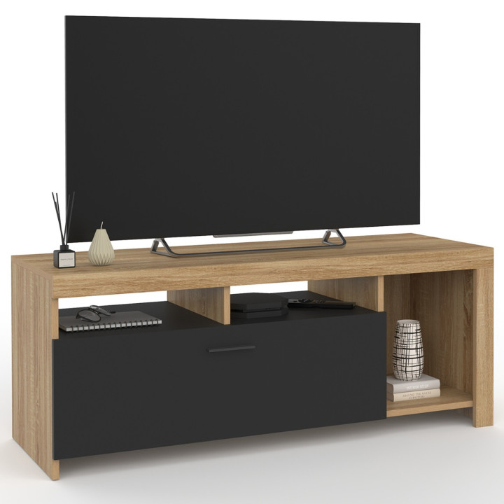Porta TV economico in legno con armadio nero - MALO | ID Market