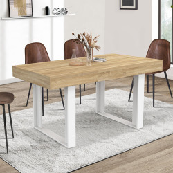 Tavolo da pranzo rettangolare allungabile 4-6 persone, legno e bianco 120-160 cm - PHOENIX | IdMarket