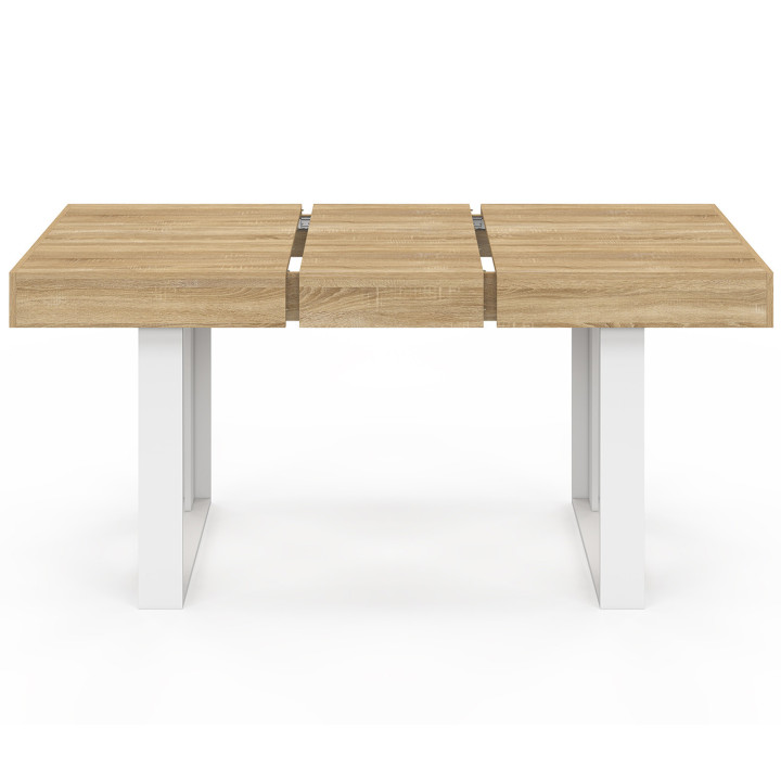 Tavolo da pranzo rettangolare allungabile 4-6 persone, legno e bianco 120-160 cm - PHOENIX | IdMarket