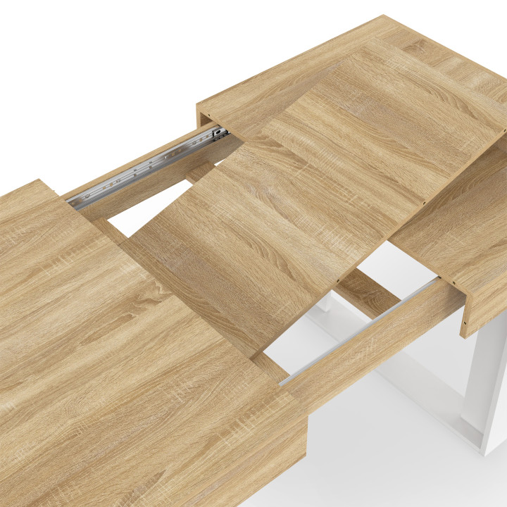 Tavolo da pranzo rettangolare allungabile 4-6 persone, legno e bianco 120-160 cm - PHOENIX | IdMarket