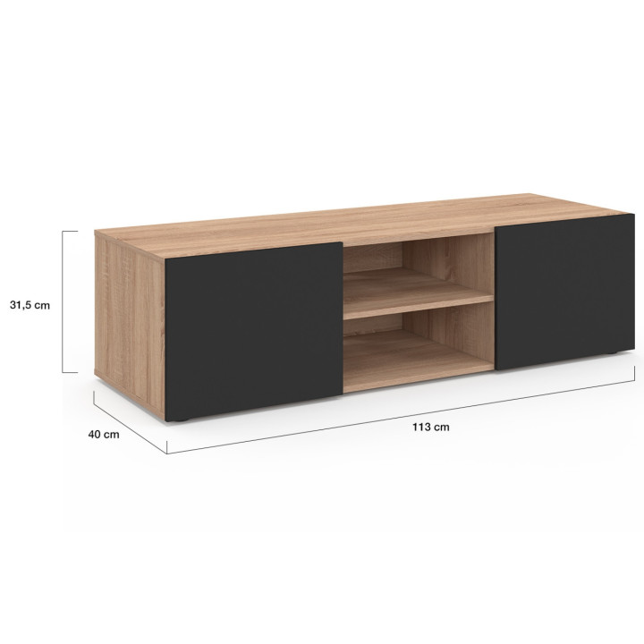 Porta TV moderno in legno e nero da 113 cm - ELI | ID Market