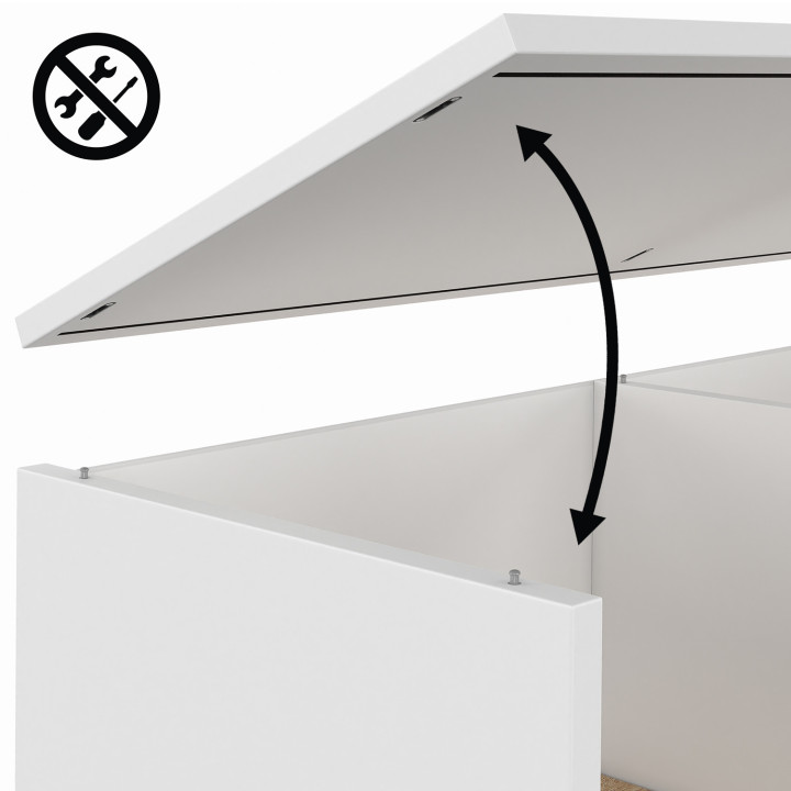 Credenza da 70 cm con 3 ripiani e 1 anta scorrevole reversibile in bianco e legno - montaggio semplice