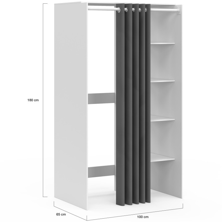 Mobile lavatrice doppio con tenda scorrevole bianca - WALLIS | IdMarket