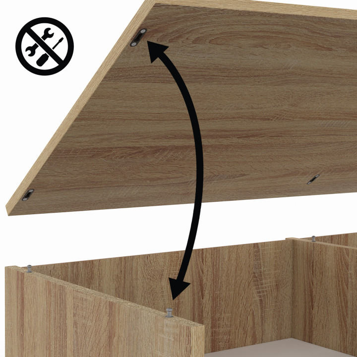Mobile TV da 140 cm con 2 ante scorrevoli reversibili in legno ed effetto bianco, montaggio senza attrezzi