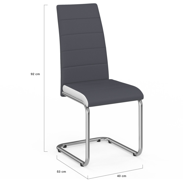 Sedie economiche grigie con finiture bianche - Set di 4 - MIA | ID Market