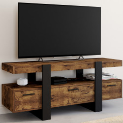 Porta TV con cassetti in legno invecchiato e effetto nero - PHOENIX | ID Market