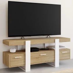 Porta TV bianco e legno con cassetti da 116 cm - PHOENIX | ID Market