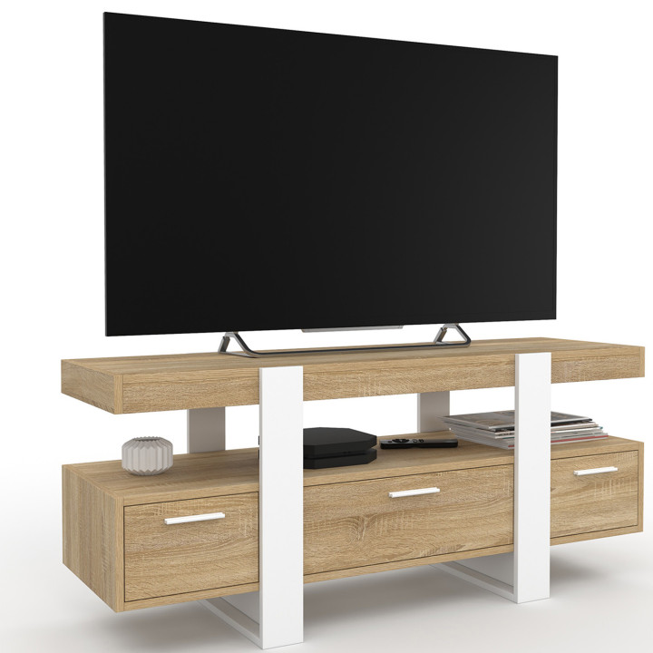 Porta TV bianco e legno con cassetti da 116 cm - PHOENIX | ID Market