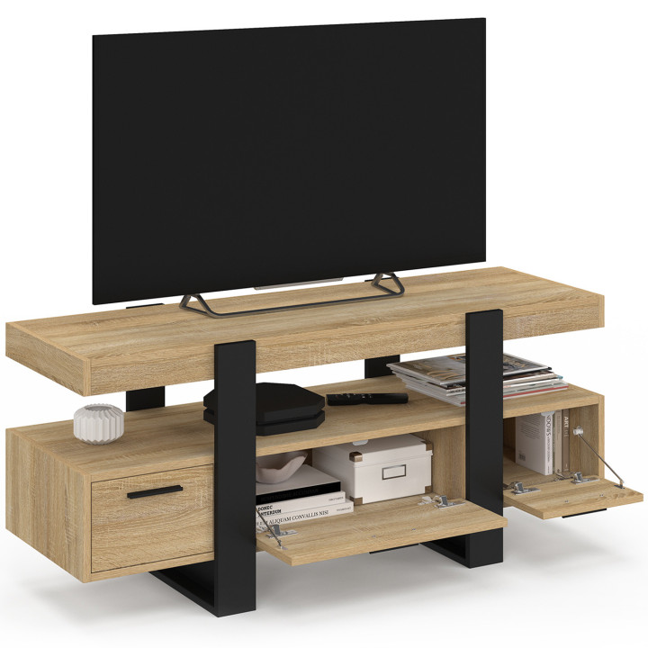 Porta TV economico in legno e nero con cassetti - PHOENIX | ID Market