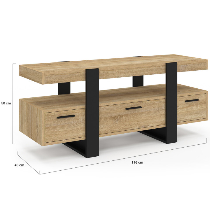 Porta TV economico in legno e nero con cassetti - PHOENIX | ID Market
