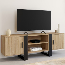 Porta TV a 2 ante in legno e nero 140 cm - PHOENIX | ID Market