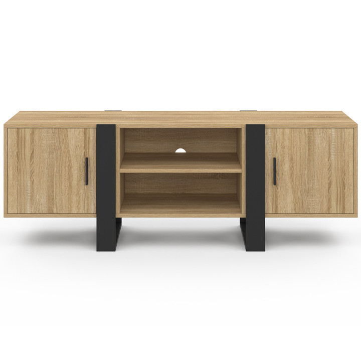 Porta TV a 2 ante in legno e nero 140 cm - PHOENIX | ID Market