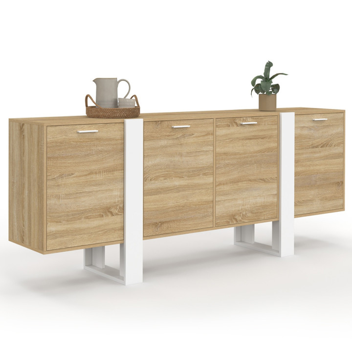 Credenza 200 cm 4 ante legno e bianco - PHOENIX XXL | IdMarket