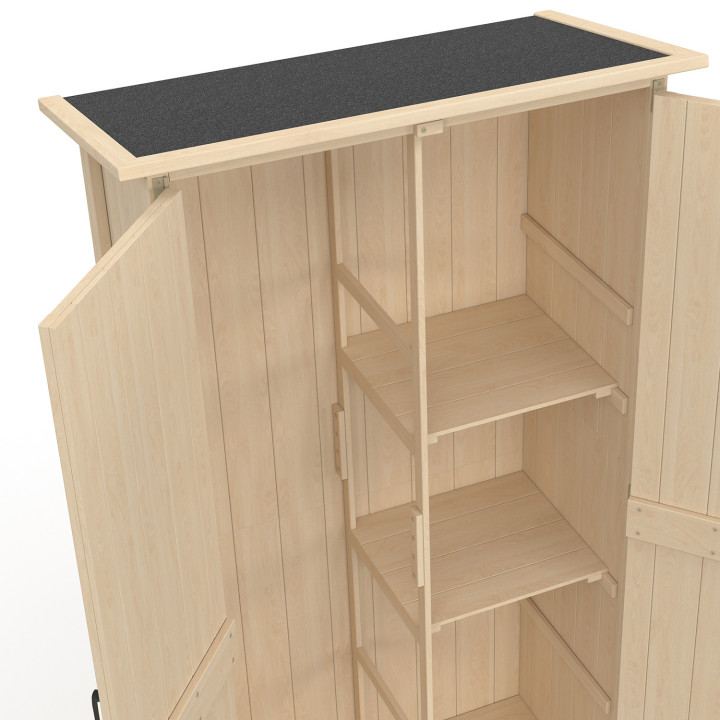 Armadio da giardino in legno 90x50x160 cm con tetto spiovente, doppia porta e ripiani | IdMarket