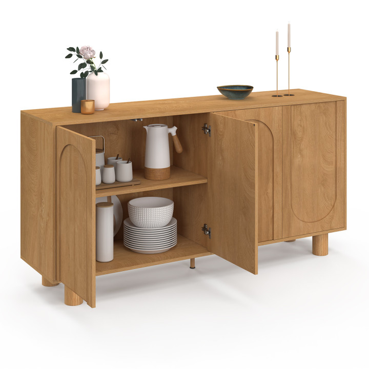 Credenza a 4 ante da 160 cm con design ad arco in legno di quercia - ARCHIE | IdMarket