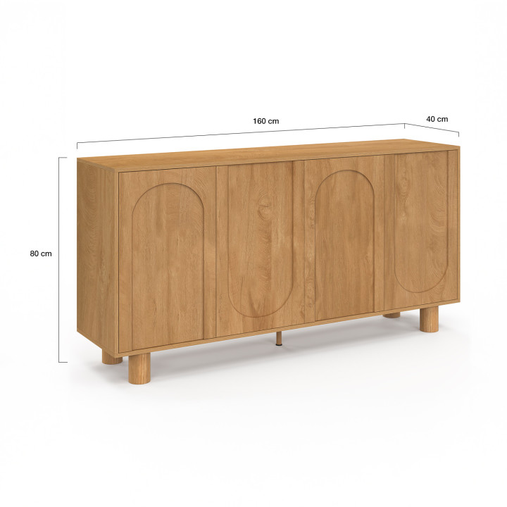 Credenza a 4 ante da 160 cm con design ad arco in legno di quercia - ARCHIE | IdMarket