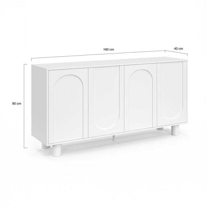 Credenza di design ad arco bianca a 4 ante da 160 cm - ARCHIE | IdMarket