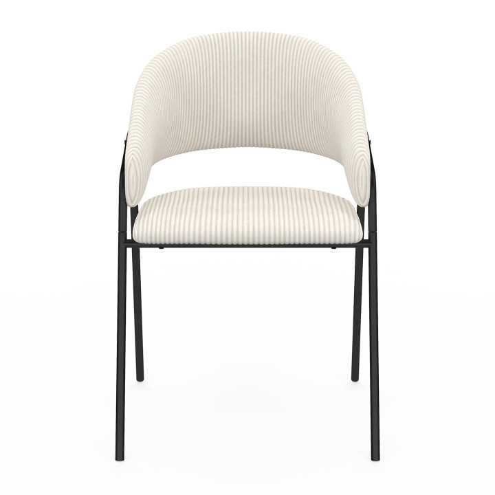 Set di 2 sedie da pranzo in velluto a coste beige con gambe in metallo nero - VINI | IdMarket