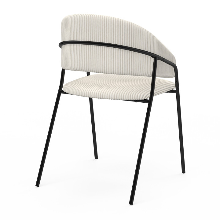 Set di 2 sedie da pranzo in velluto a coste beige con gambe in metallo nero - VINI | IdMarket