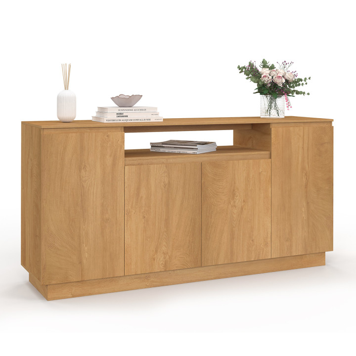 Credenza a 4 ante da 160 cm con nicchia centrale in legno - SERENA | IdMarket